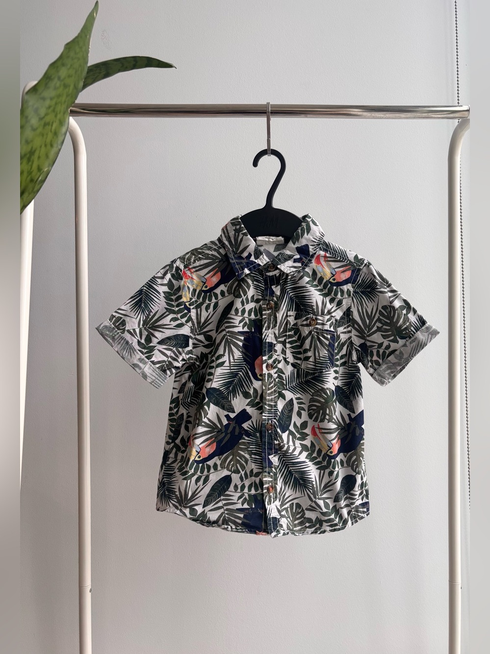 2/$20 CRAZY 8 | 3T Toucan Print Tropical Print Short Sleeve Button Down Shirt